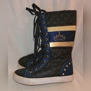 D Signed Disney Desendants Quilted Black and Blue High Top Lace-Up Sneakers 1